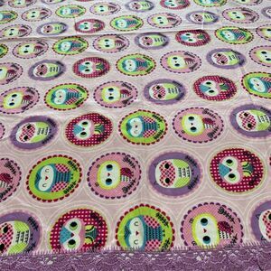 Jo-Ann Fabrics Multicolor Owl Print‎ Flannel Fabric with Lace Trim Baby Throw